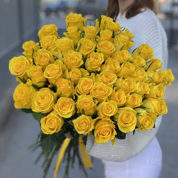 51 желтая роза Хай Еллоу 60 см